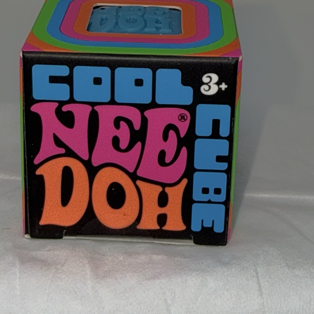 NEE DOH Cool Cube 1.25" BLUE Rare Fidget Squishy Toy NIB - IN HAND